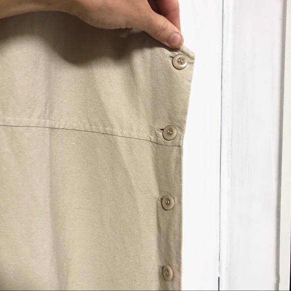 Vintage Liz Claiborne Linen Blend Tan Maxi Dress - Picture 3 of 5